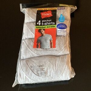 Hanes 4 Tag-less Pocket T Shirts Gray